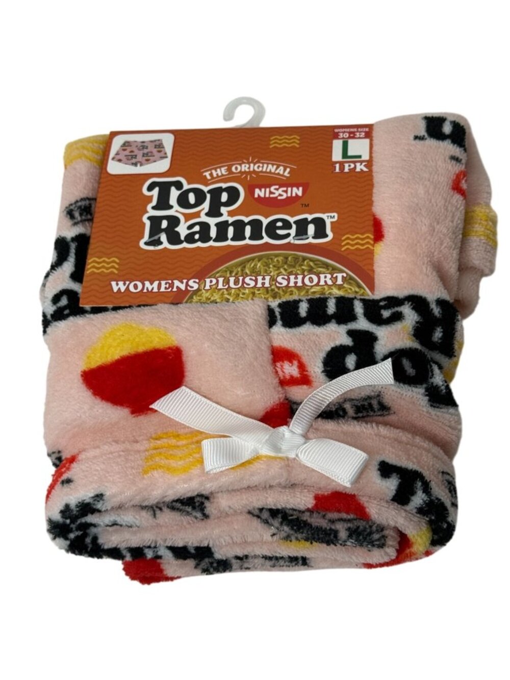 Top Ramen Plush Lounge Pajama Shorts Pink Womens Large NWT